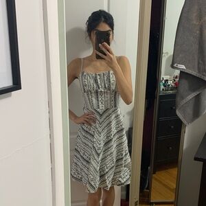 Chic Black and White Strappy Midi Dress